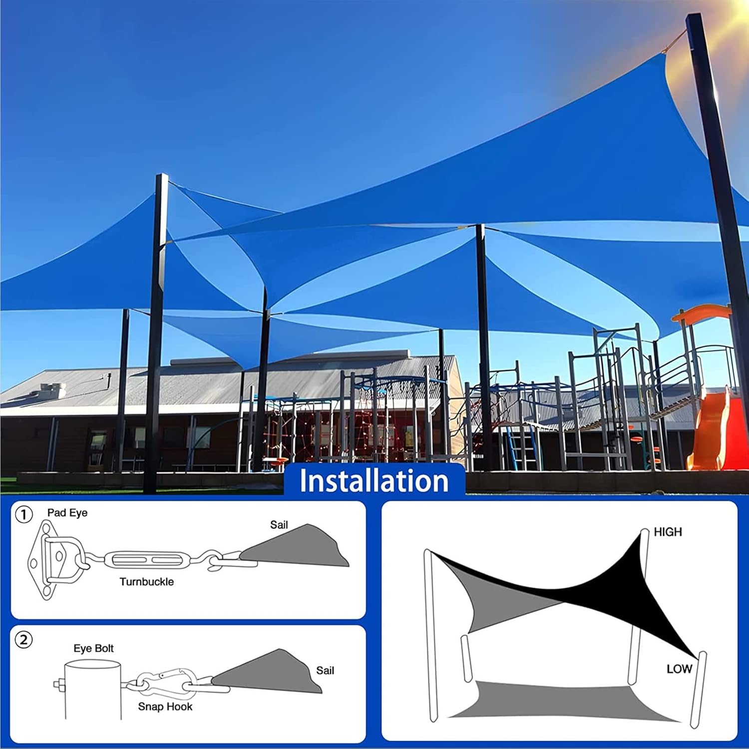 Triangle Sun Shade Sail Patio Canopy, UV Block Waterproof Polyester Canopy for Patio Awning Garden Backyard Playground Lawn Sand Outdoor Activities (Color : Orange, Size : 9.84 * 9.84 * 14.1FT)