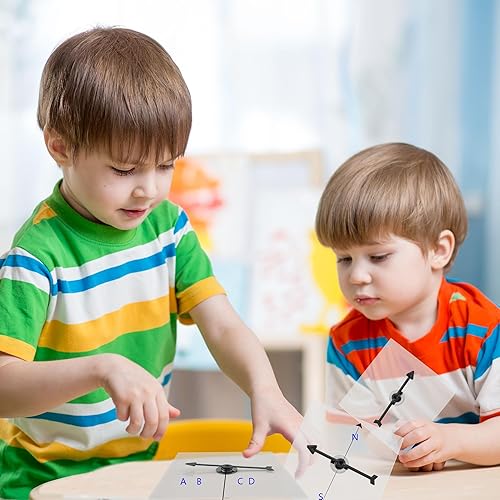 Miniatura 4 de Sonarun Paquete de 40 hilanderos transparentes de borrado en seco con flechas giratorias, giratorios transparentes para escuela, aula, herramientas