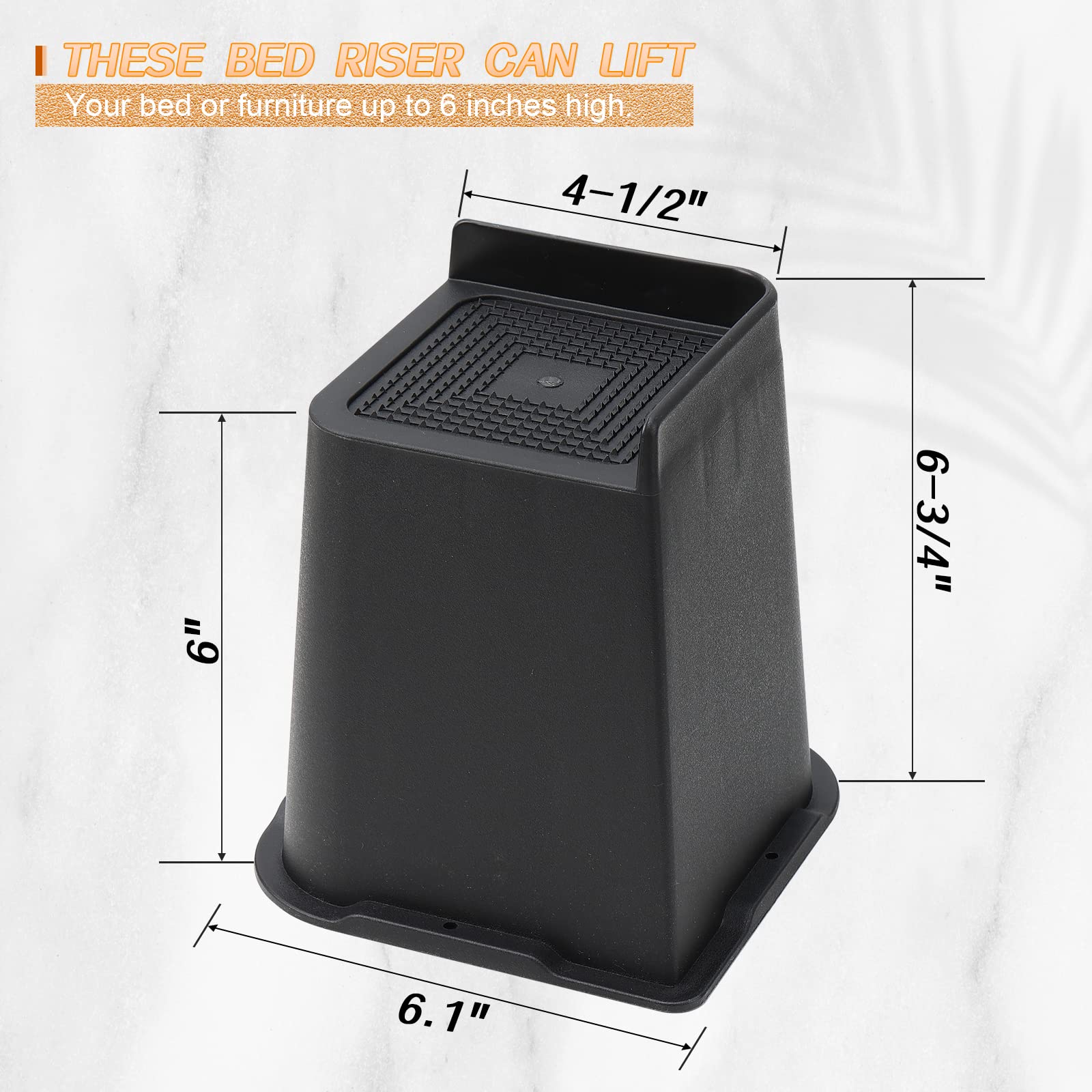 Snapklik.com : Bed Risers 6 Inch Heavy Duty, 4 Pack Bed Leg Riser ...