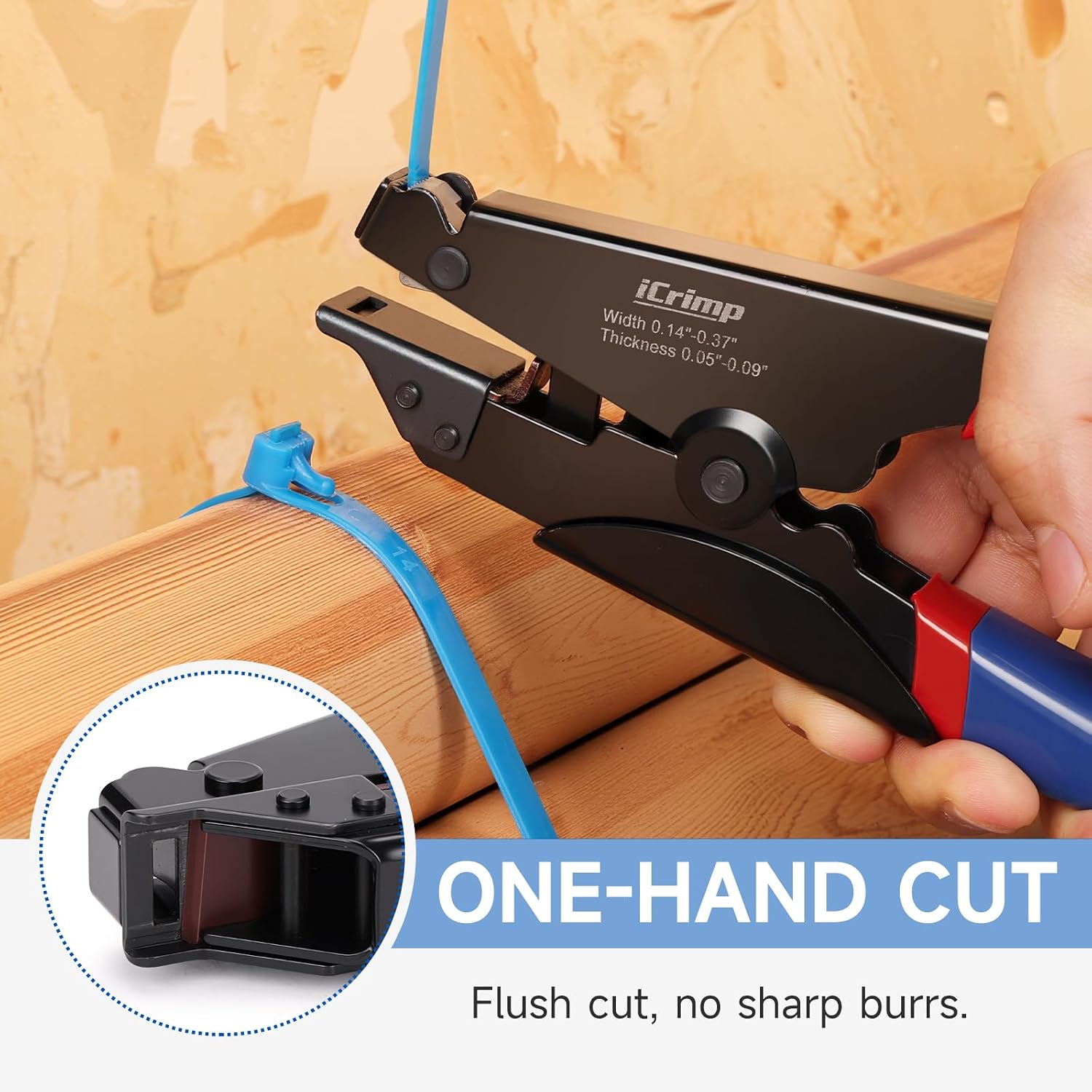 iCrimp Tie Tensioning Tool with cutting function for Plastic or Nylon Cable Tie, 150Lbs Max Tension for 0.14"-0.37" Zip Ties