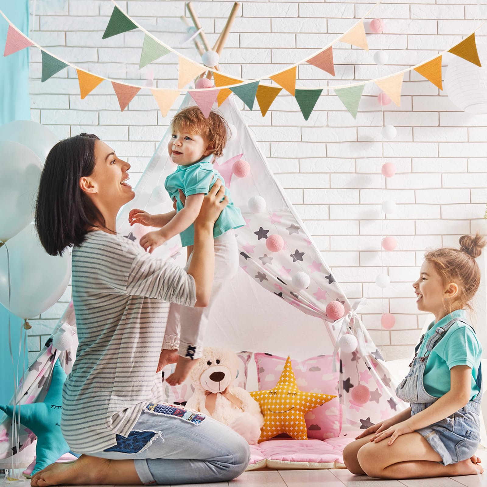 Bandierine Decorative Colorate - 2 Pezzi Da 2.8m Per Feste E Cameretta Dei Bambini - Foto 10