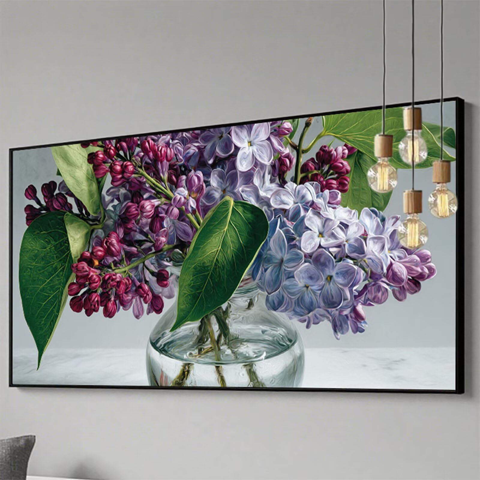 Diamond Painting XXL 70 x 140 cm, obraz do malowania diamentami na kwiaty, wazon "zrób to sam", mozaika 5D, zestaw do majsterkowania, dla dorosłych, prostokątne kamienie, haft, sztuka rzemiosła, do