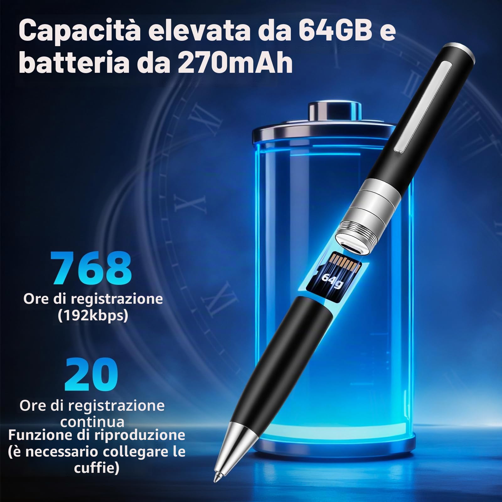 sun_pen4gb - Registratori Audio e Telefonici - - PENNA REGISTRATORE VOCALE 4GB MP3 USB RICARICABILE sun_pen4gb - Registratori Audio e Telefonici - - PENNA REGISTRATORE VOCALE 4GB MP3 USB RICARICABILE
