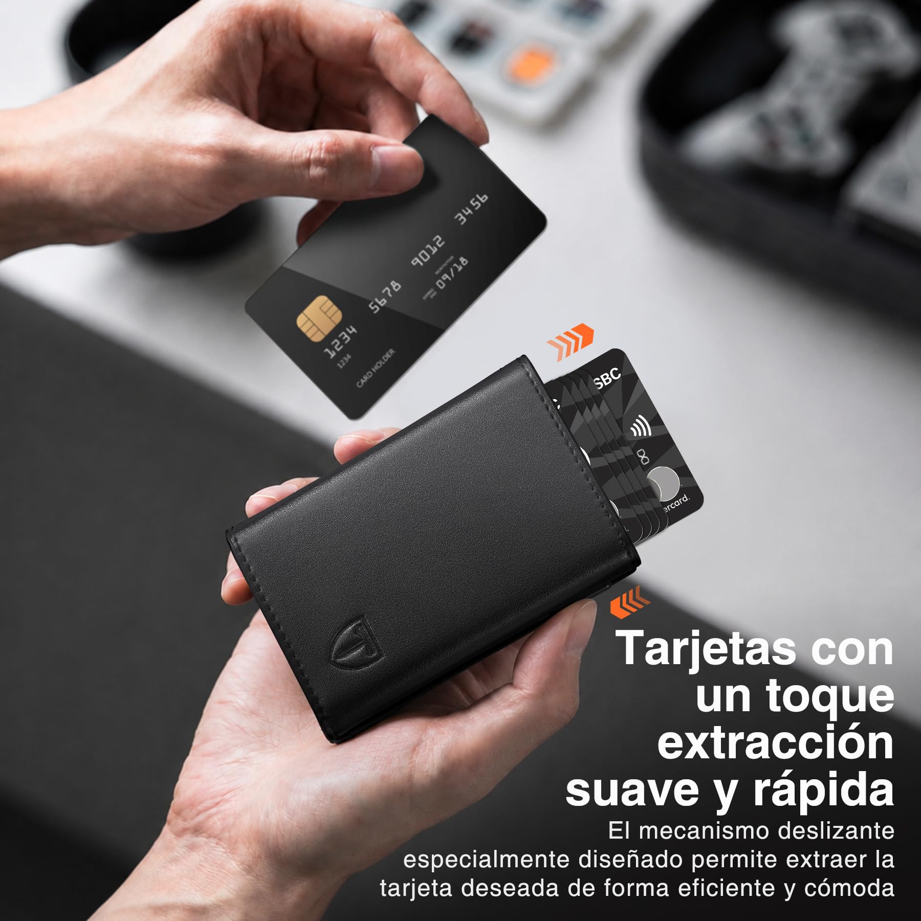 TENBST Carteras para Hombre Cartera Hombre Slim con Monedero y Protección RFID, Lujoso Tarjetero Hombre en Cuero con 8 Compartimentos para Tarjetas, Regalo para Hombre