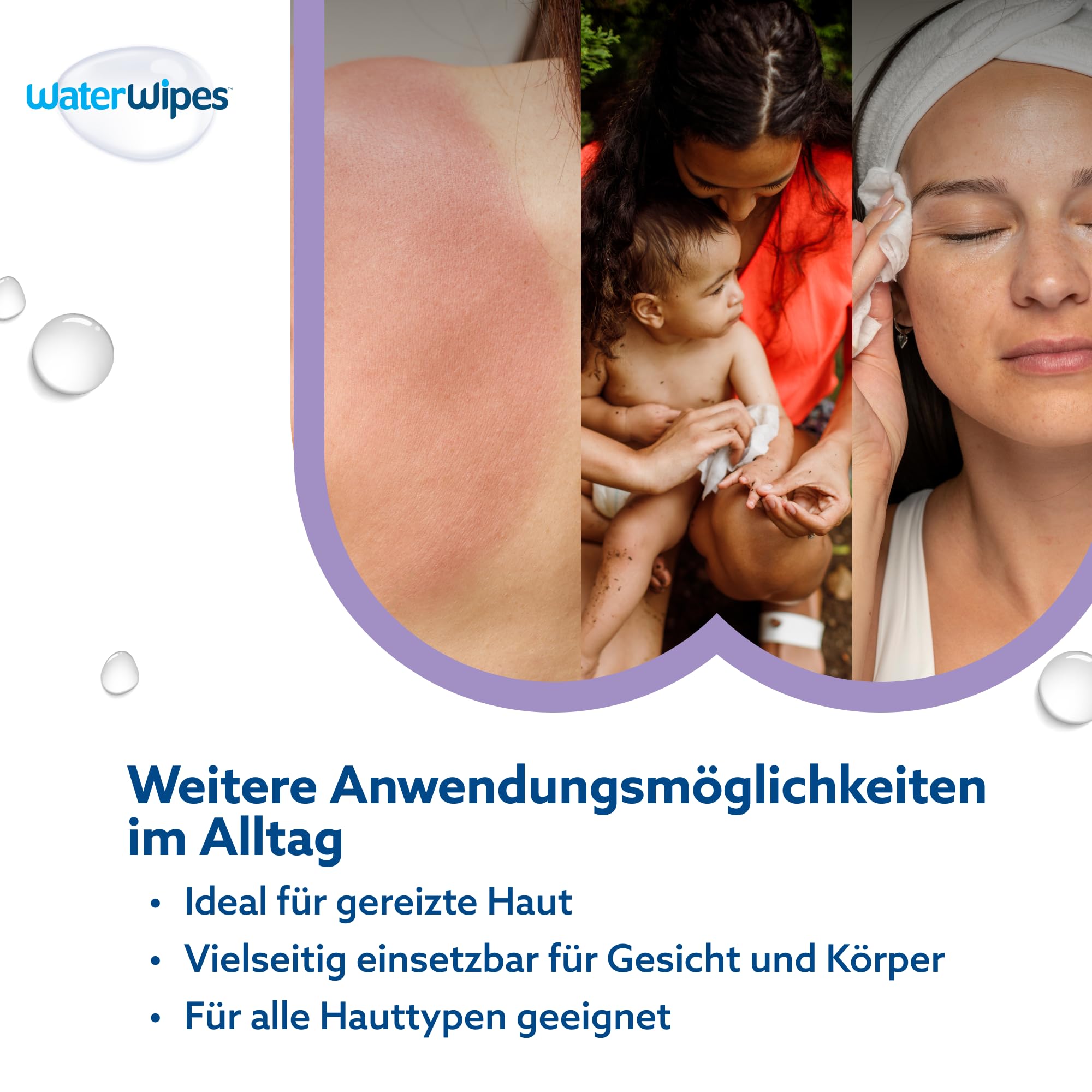 WaterWipes Sensitive+ Soothing Clean Wipes, Beruhigende Tücher, 720 Stück (12 Packungen), 3-in-1-Reinigung, Pflege, Beruhigung, 99% Wasser mit Pflanzenextrakt, parfümfreie Babyfeuchttücher