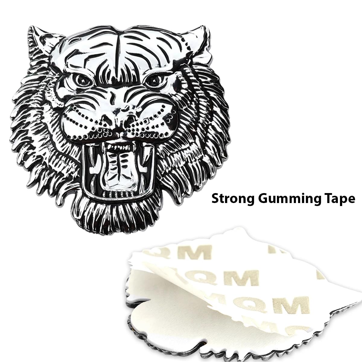 Sakuun Tiger 3D Metal Chrome Sticker Emblem Badge-Stylish Logo for Cars, Bikes & More- Small Size 5.5 x 5.5cm- Majestic Vehicle Accessory Silver. - Image 3 thumbnail