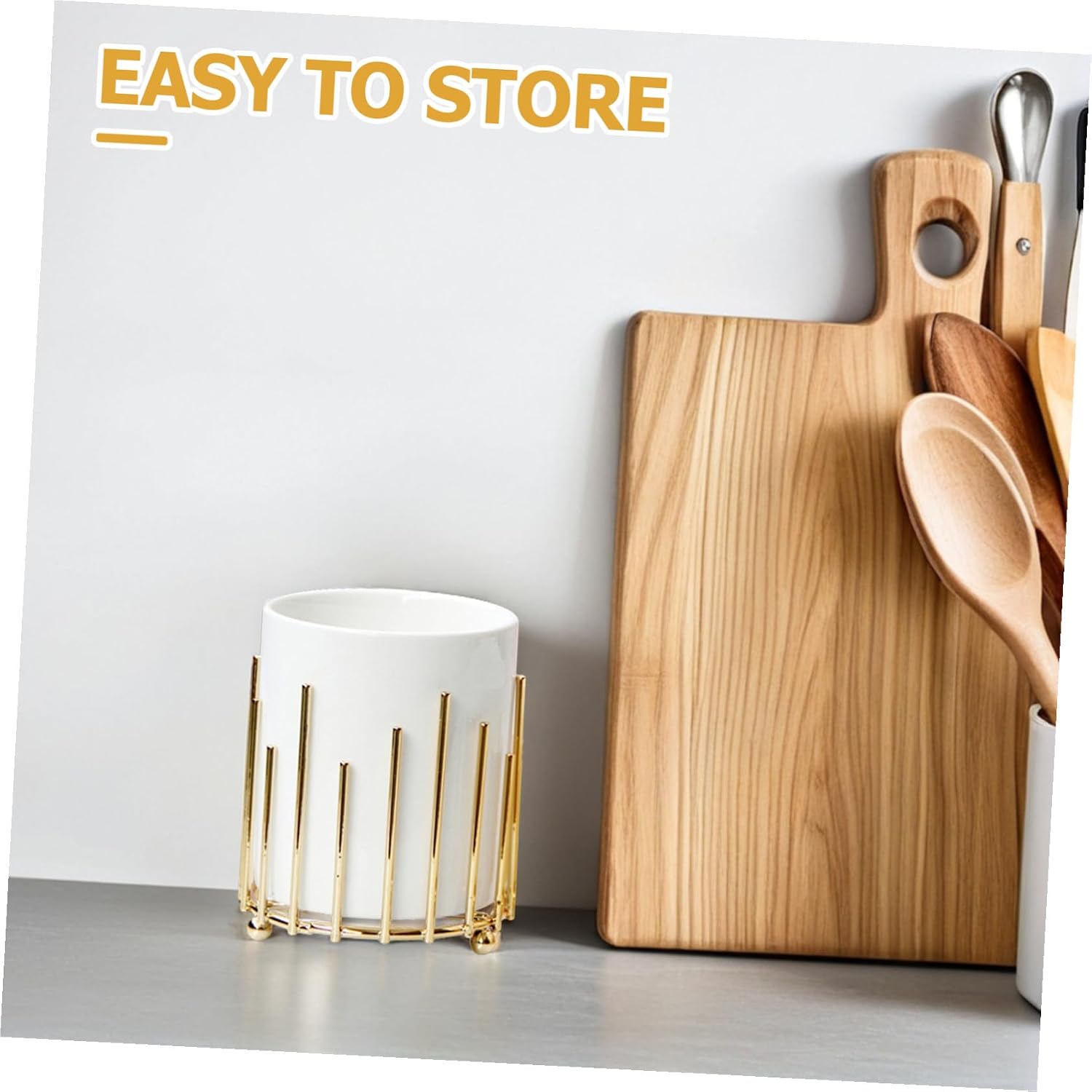 Ceramic Chopstick Holder and Spoon Dispenser Kitchen Utensil Organizer for Dining Table Iron and Ceramic Cutlery Holder Drainage Design Creative Home Accessory