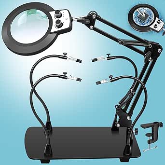 KUVRS 10X Magnifying Glass With Light And Stand, 3 Color LED Magnifying - View #8