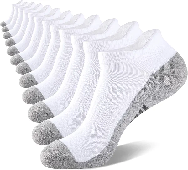 eallco Mens Ankle Socks Low Cut Athletic Cushioned Running Tab Socks 6 Pack