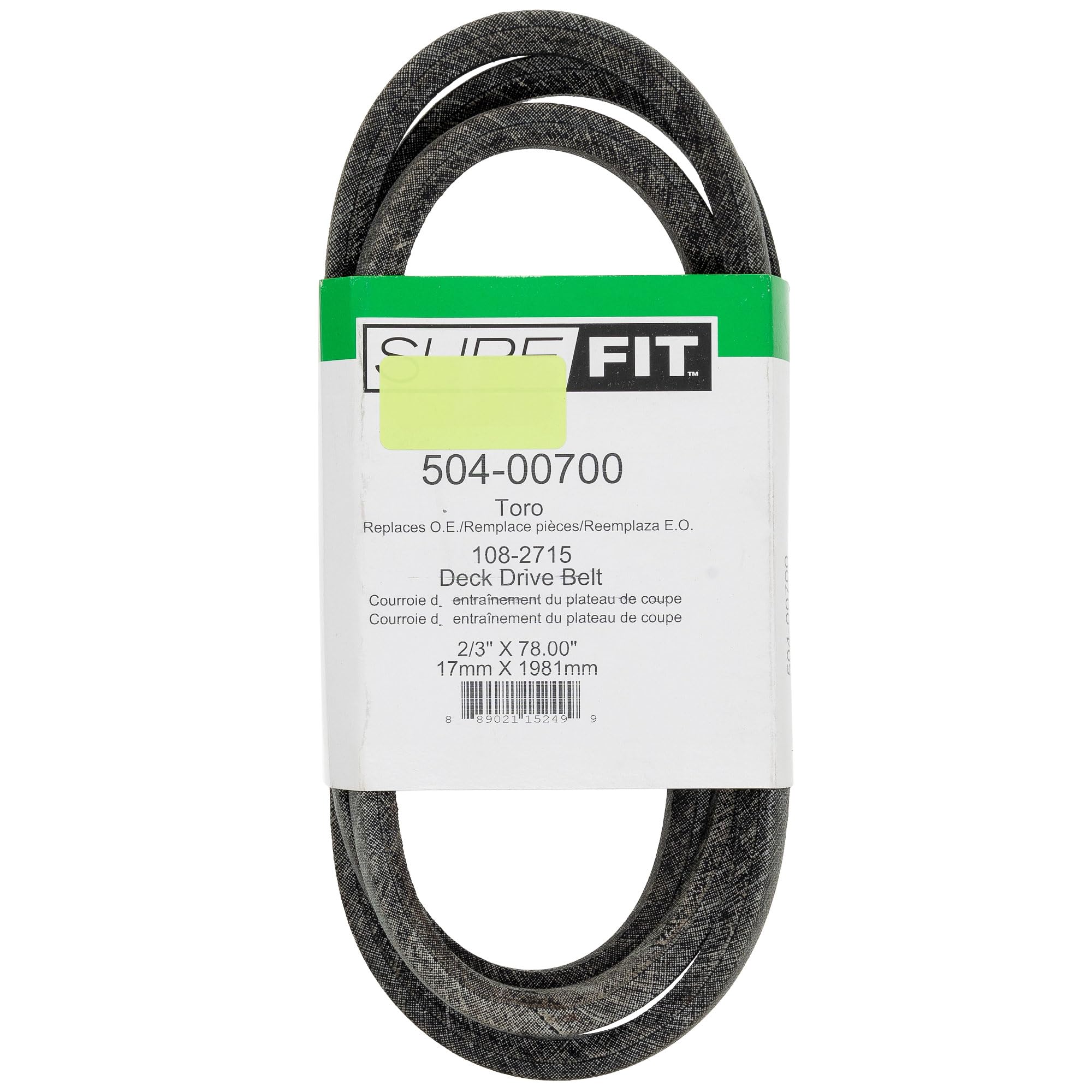 Amazon.com : SureFit Deck Drive Belt Replacement for Toro 108-2715