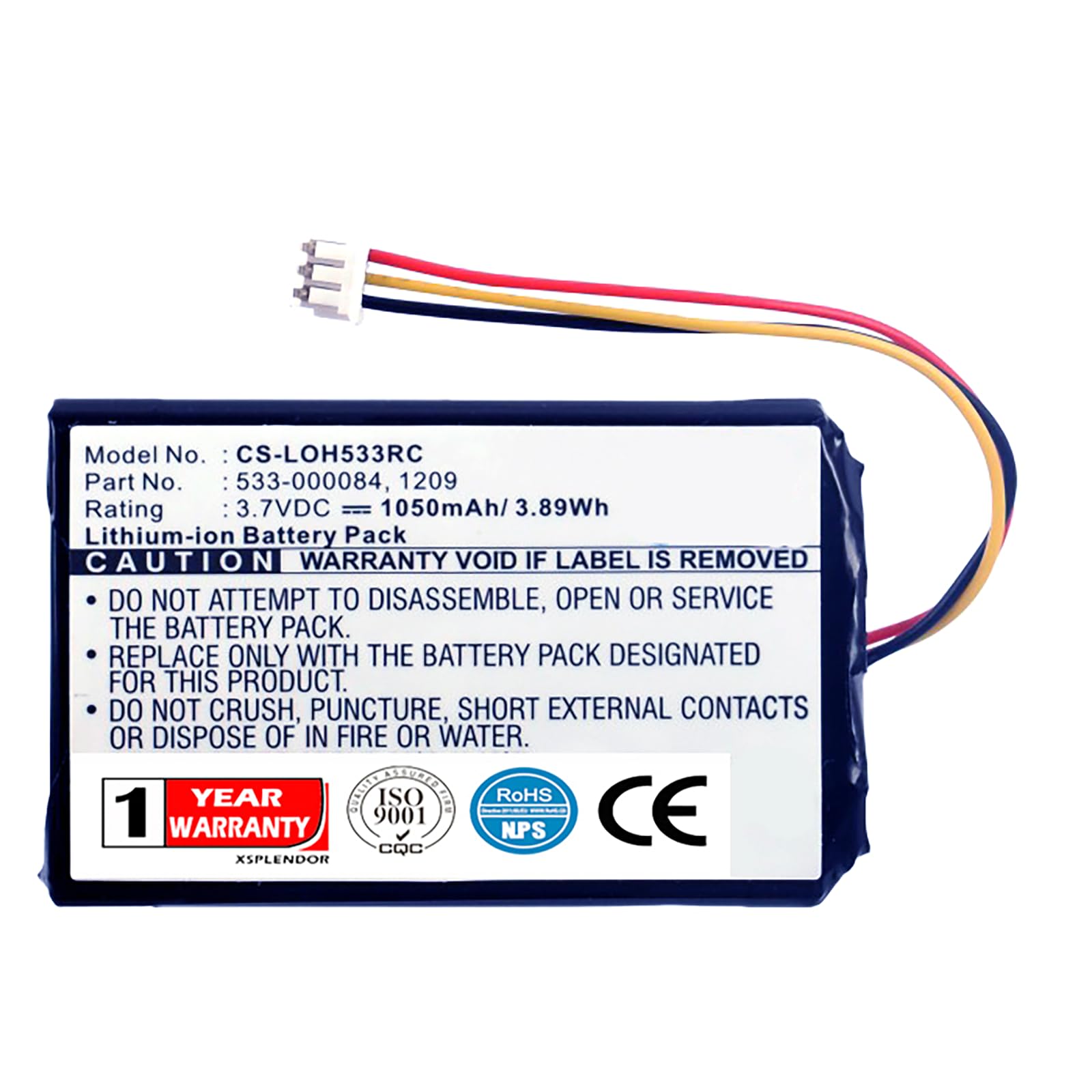 Xsplendor Replacement Battery for LOGITECH 915-000198 Harmony Touch Harmony Ultimate Part NO 1209 533-000083 533-000084