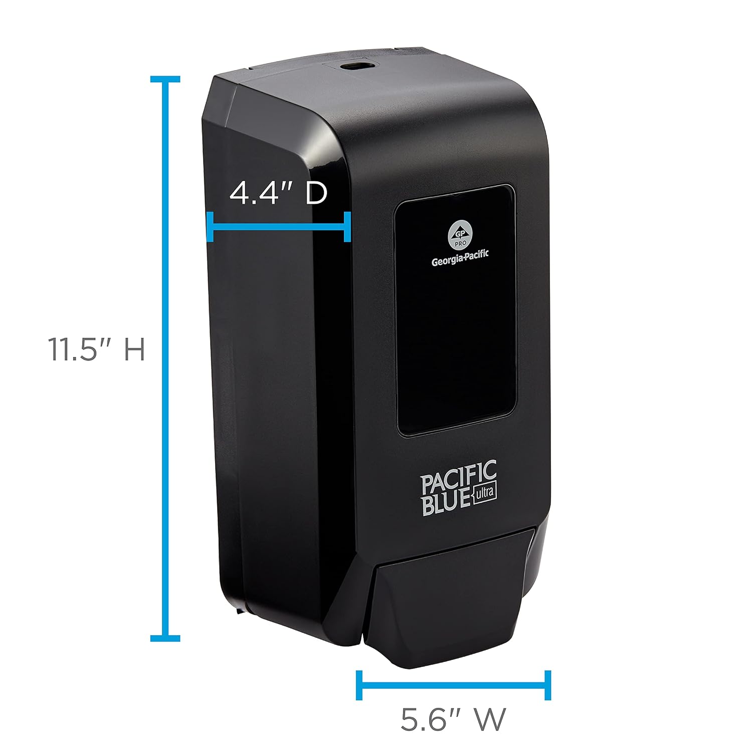 Pacific Blue Ultra Wall-Mounted Manual Soap Dispenser for Foaming Soap and Hand Sanitizer by GP PRO (Georgia-Pacific), Black, 53057, 11.5” H x 5.6” W x 4.4” D