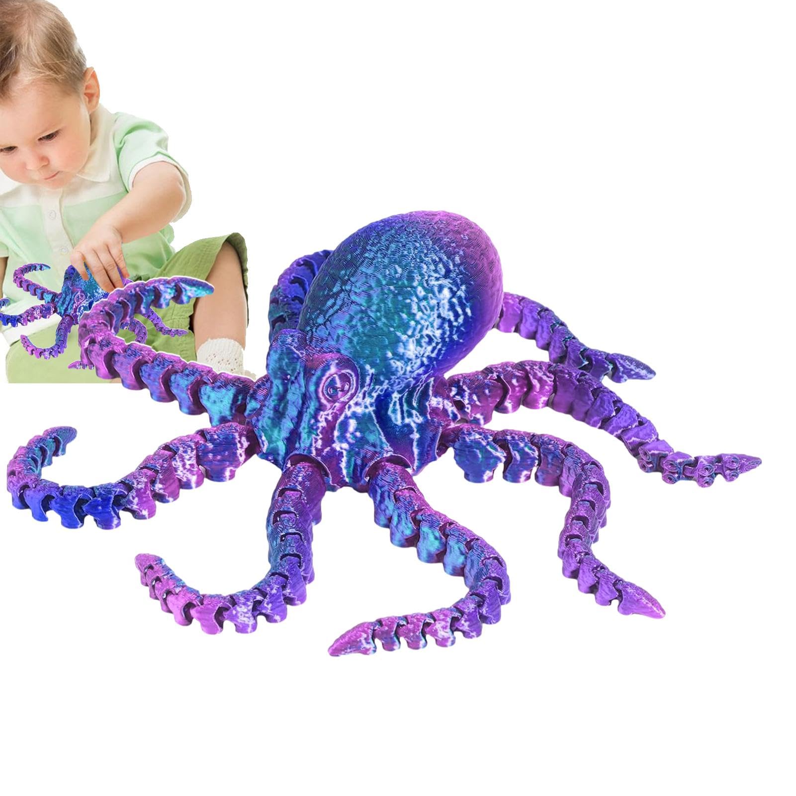 NEFLUM Pulpo articulado Impreso en 3D,Juguete de Pulpo Impreso en 3D | Figura Coleccionable de Pulpo articulado - Experiencia sensorial de Criaturas Marinas, Juguetes de Pulpo para Juegos táctiles