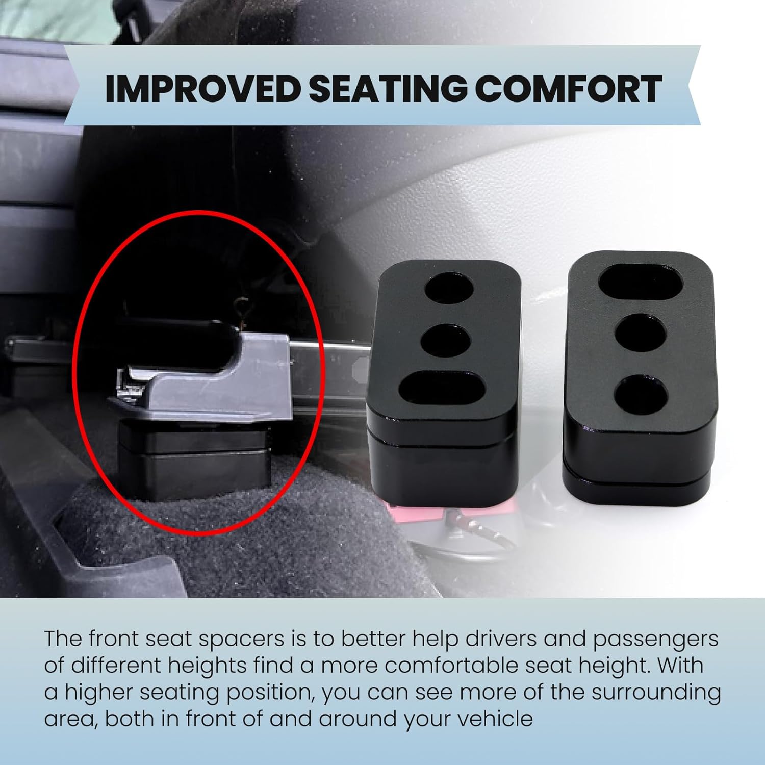 ASTROSYNC Front Seat Spacers Block Kit Adjustable 2PCS Fit For Toyota Tundra 3rd Gen 2022 2023 2024 2025 Seat Recline Lift Kit Rear of Front Seat Riser