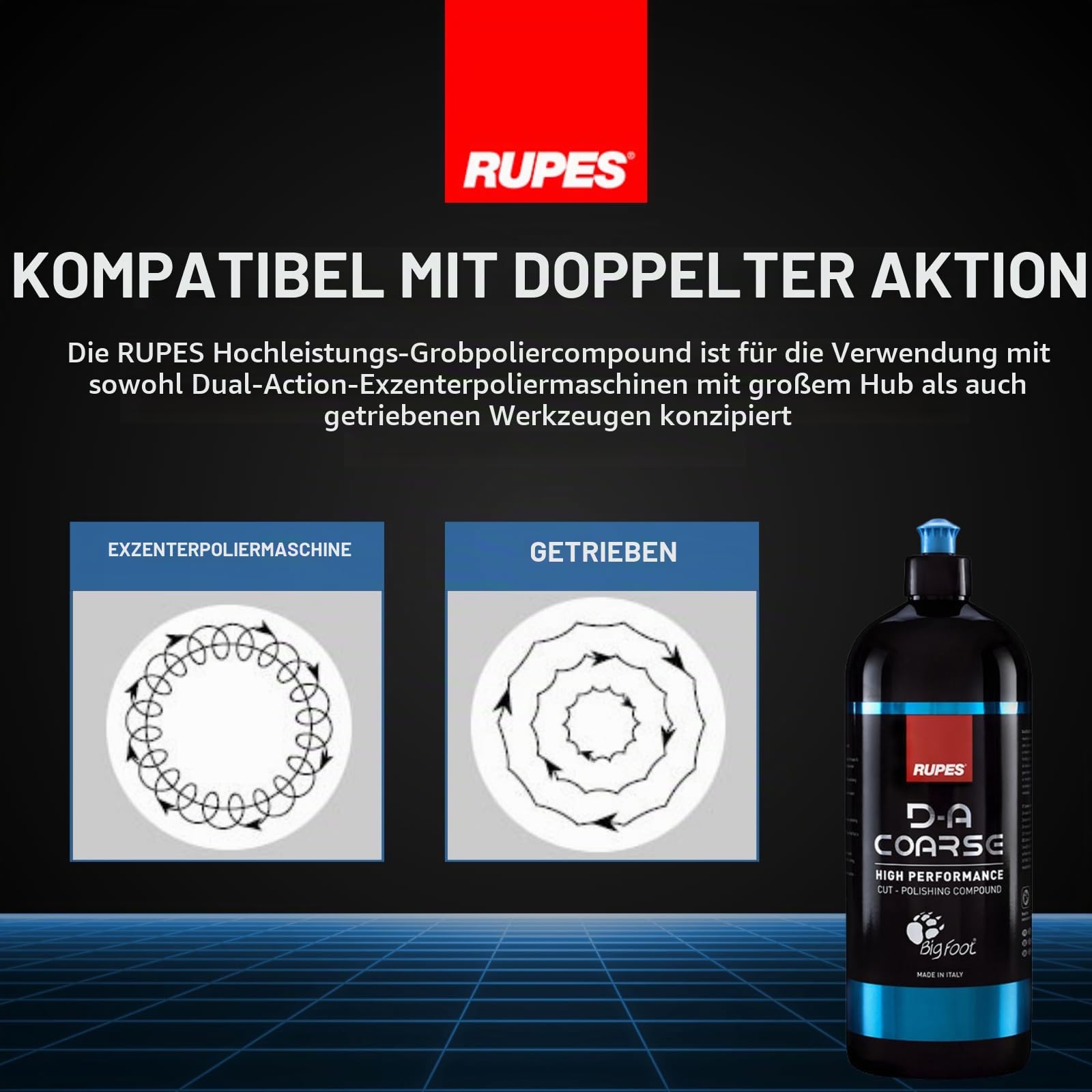 Optimum Versiegelungen Rupes Bigfoot DA Coarse Politur - High Performance Extra Cut Compound Gel - 1.000ml (coarse)