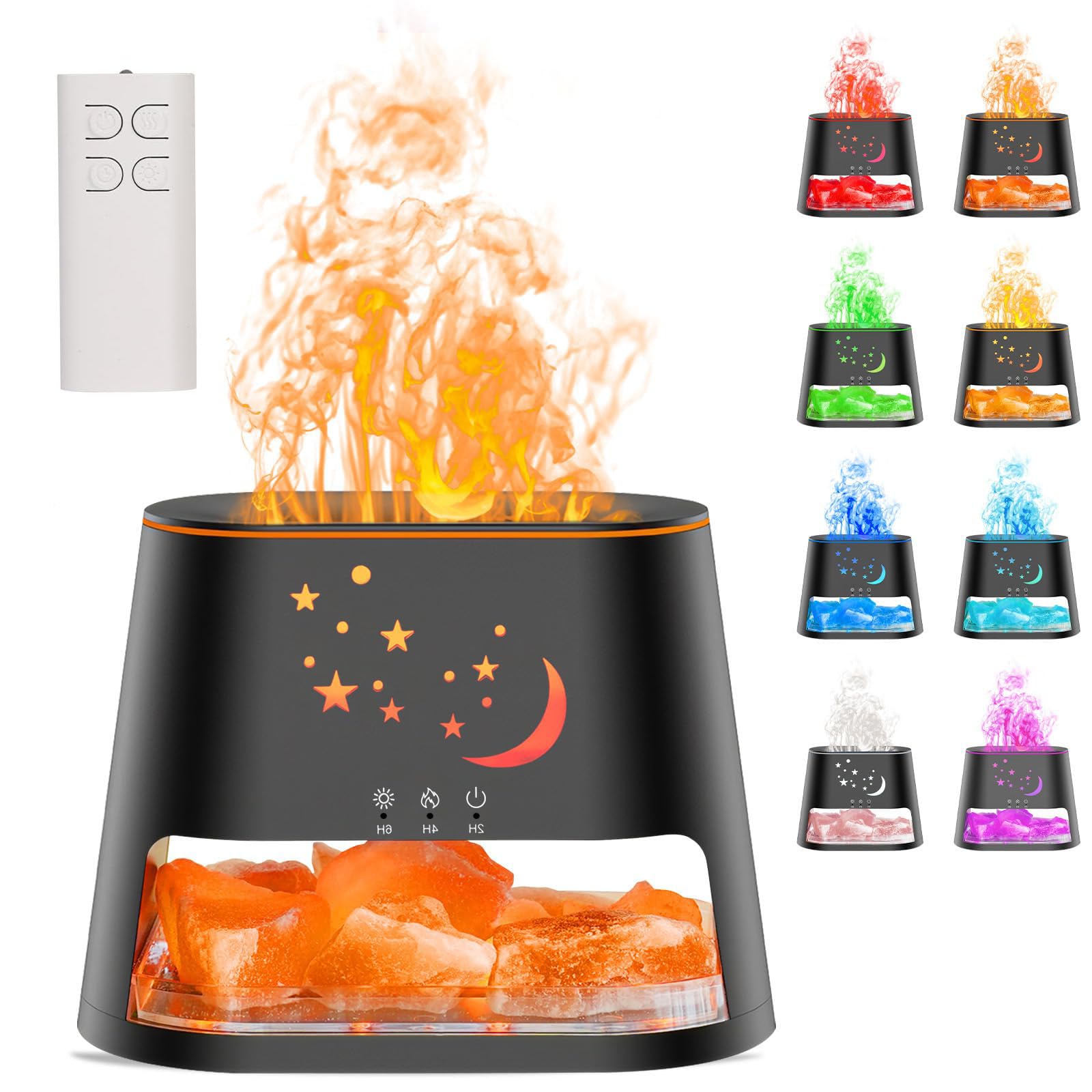 Diffusore di oli essenziali e umidificatore, dispositivo atomizzatore per aromaterapia da 260 ml, con spegnimento automatico e 3 impostazioni di timer, lampada LED a 7 colori di sale dell'Himalaya