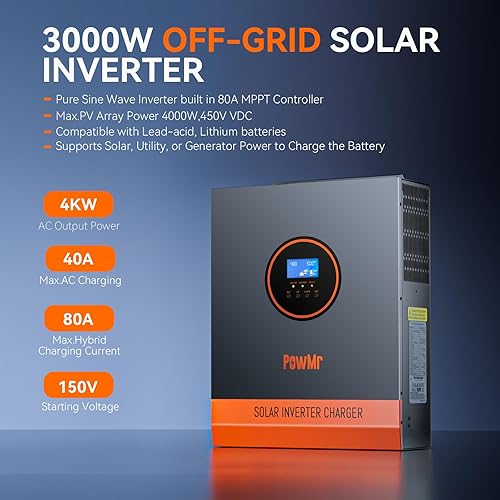 Miniatura 2 de Inversor solar de 3500 W 48 V Inversor de red de 120 VCA, inversor solar de 48 V con cargador MPPT de 3500 W todo en uno para el hogar, RV, camión,