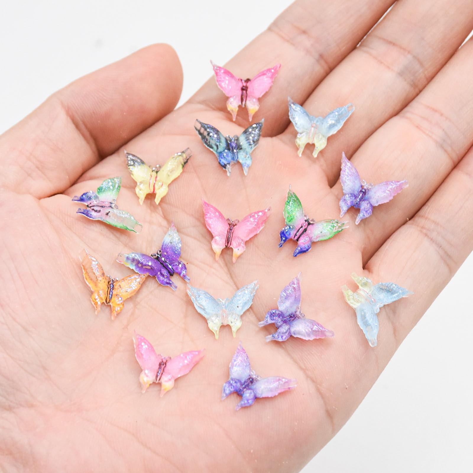 WOZADU 200 PCS Mini Resin Butterfly Figurines for Crafts Luminous Tiny Resin Animal Miniature Things for Dollhouse Fairy Garden Micro Landscaping Decoration Cake Toppers Decor - Image 3