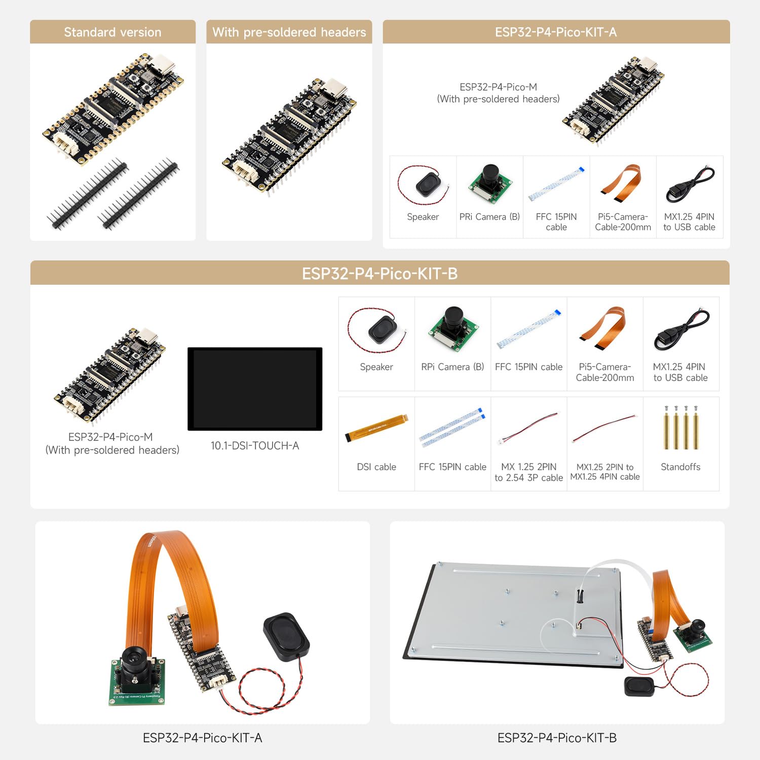 Waveshare ESP32-P4-Pico High-Performance Development Board, Featuring ESP32-P4, RISC-V Dual-Core and Single-Core Processors, and Advanced Human-Machine Interfaces, with Pre-soldered Headers