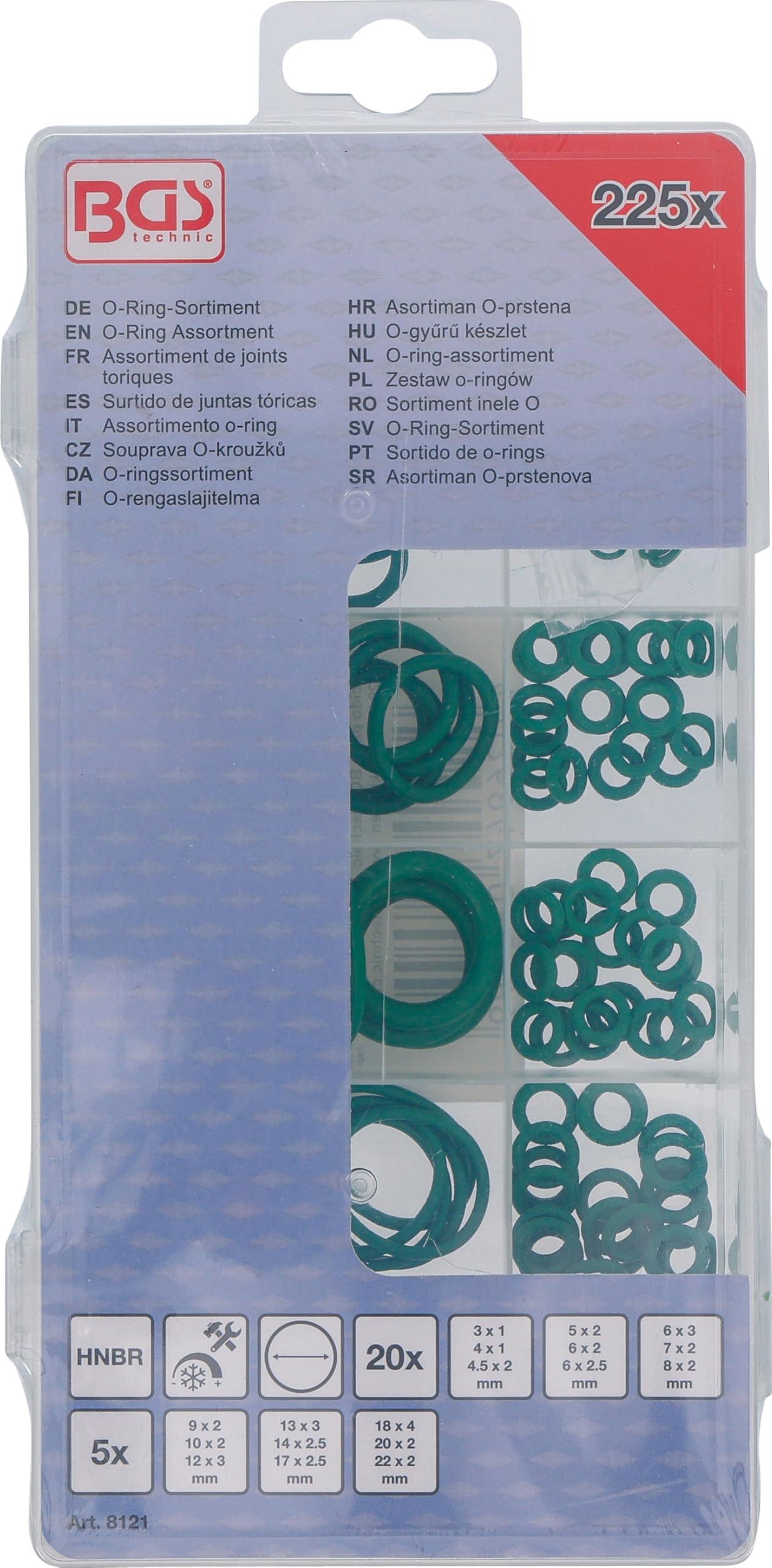 BGS 8121 | Assortimento o-ring | HBNR | Ø 3 - 22 mm | 225 pz.