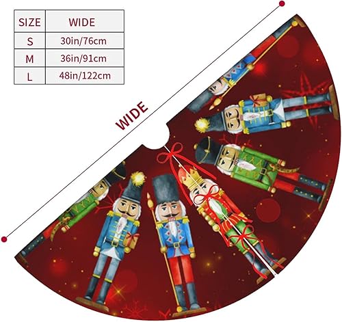 Miniatura 4 de Cascanueces de Navidad rojo de 36 pulgadas, falda de árbol de Navidad, tapete divertido para decoración de fiesta de Navidad, Halloween, decoración