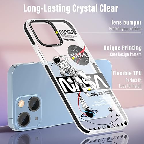 Miniatura 3 de Toycamp Funda para iPhone 14 Plus con soporte de anillo, diseño fresco de astronauta, diseño fresco, divertido, a prueba de golpes, protector para