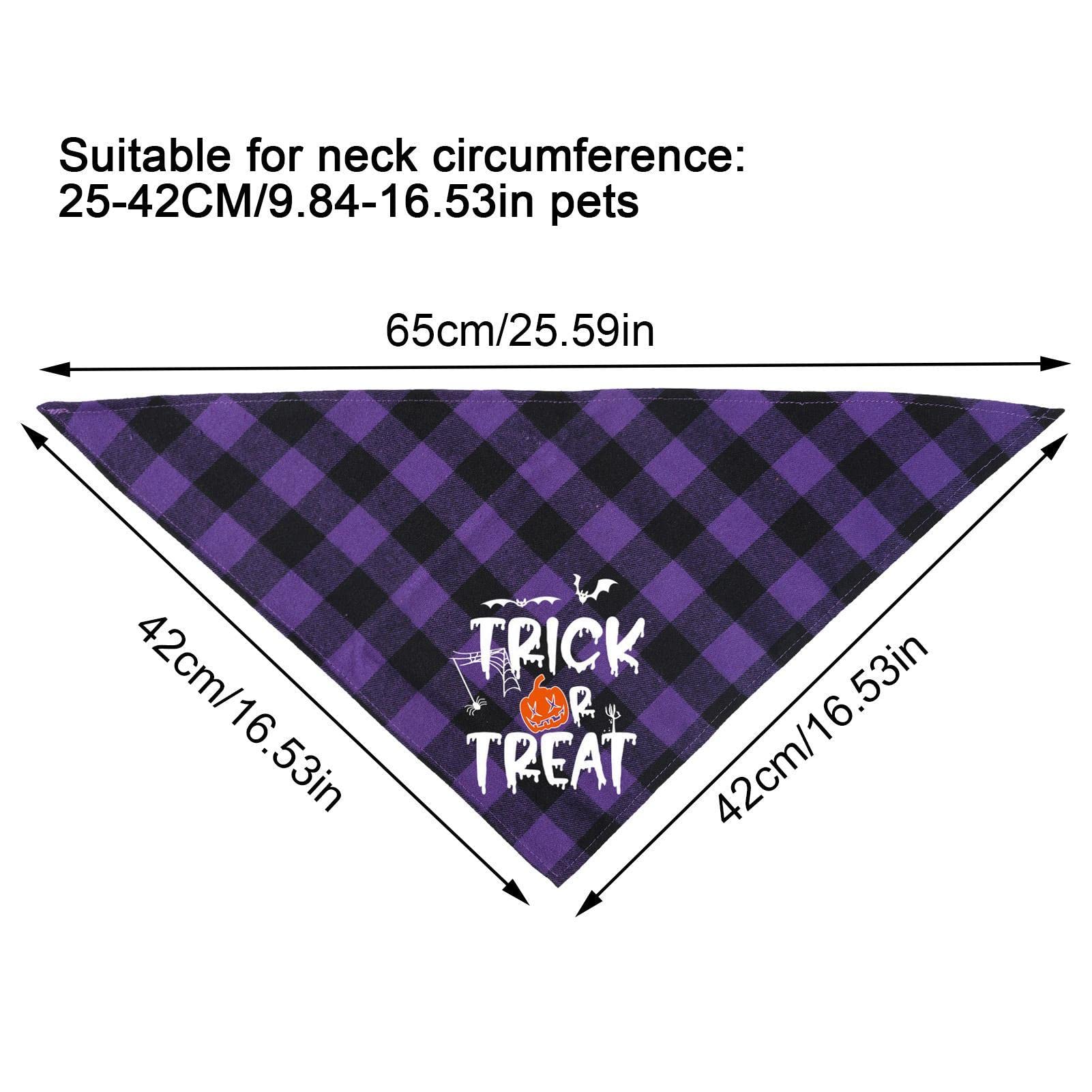 2 Halloween Hundehalstücher Mit Quasten – Karomuster, Baumwolle, Für Kleine Bis Große Hunde (bis 50 Cm Halsumfang)