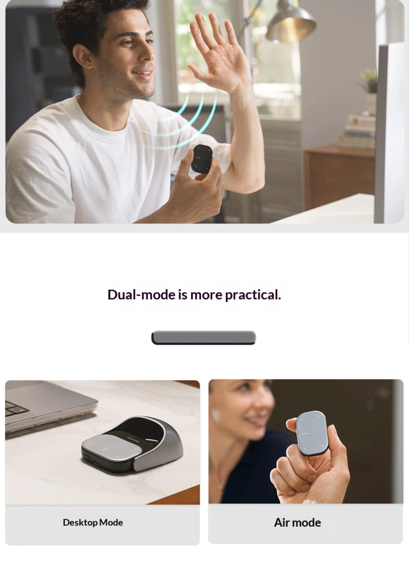 Genérico Ratón inalámbrico Bluetooth 3 en 1, ratón aéreo con función láser para Pasar páginas, ratón táctil para Oficina y educación, ratón ergonómico portátil para portátiles de Negocios.