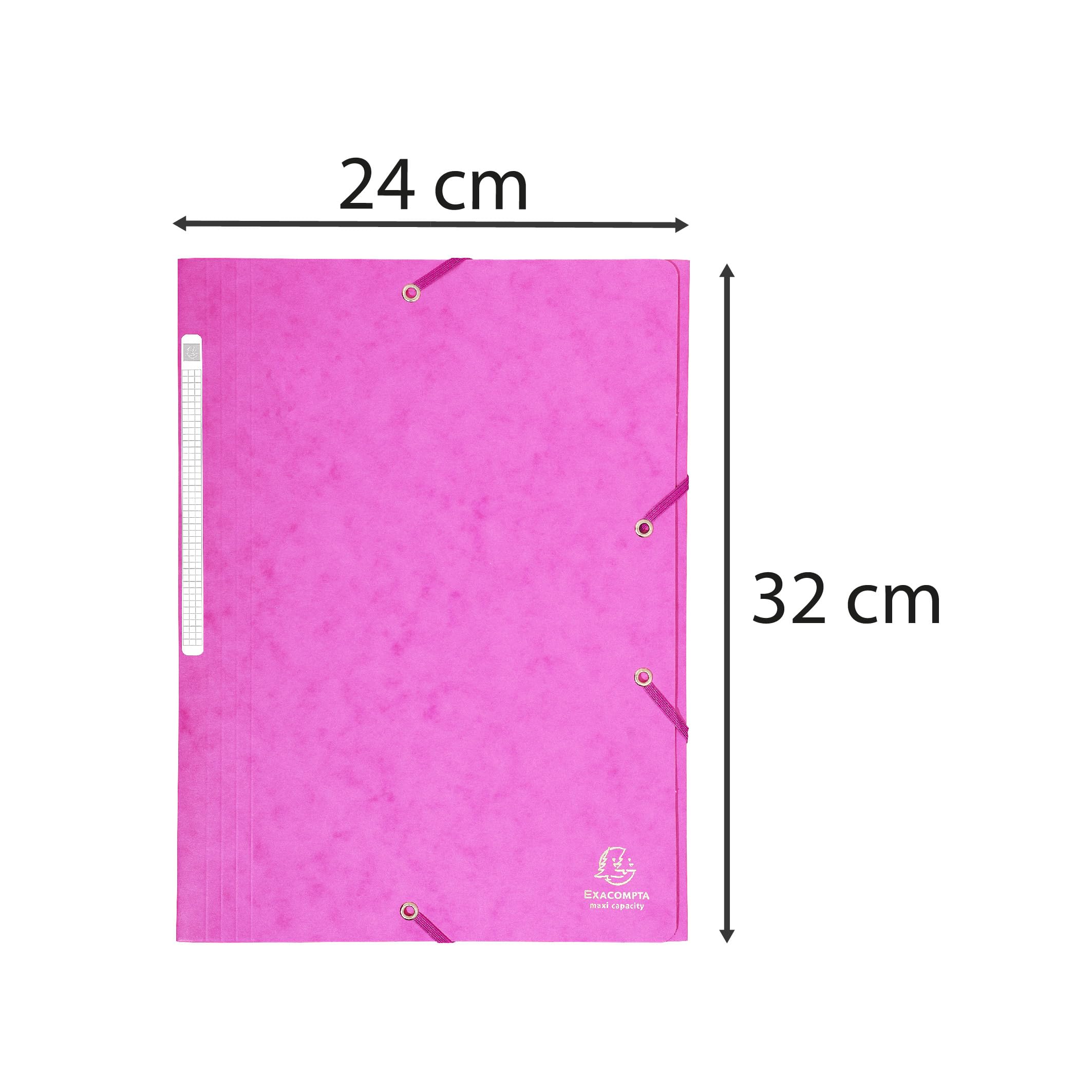 Exacompta - 17108H - Caja de 25 subcarpetas con gomas elásticas - bolsillos con 3 solapas de capacidad Maxi - en cartulina brillo - dimensiones 24 x 32 cm para documentos en formato A4 - color rosa