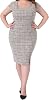 Agnes Orinda Womens Plus Size Vintage Midi Pencil Dress Tweed Cap Sleeve Sheath Dress Square Neck Work Dresses