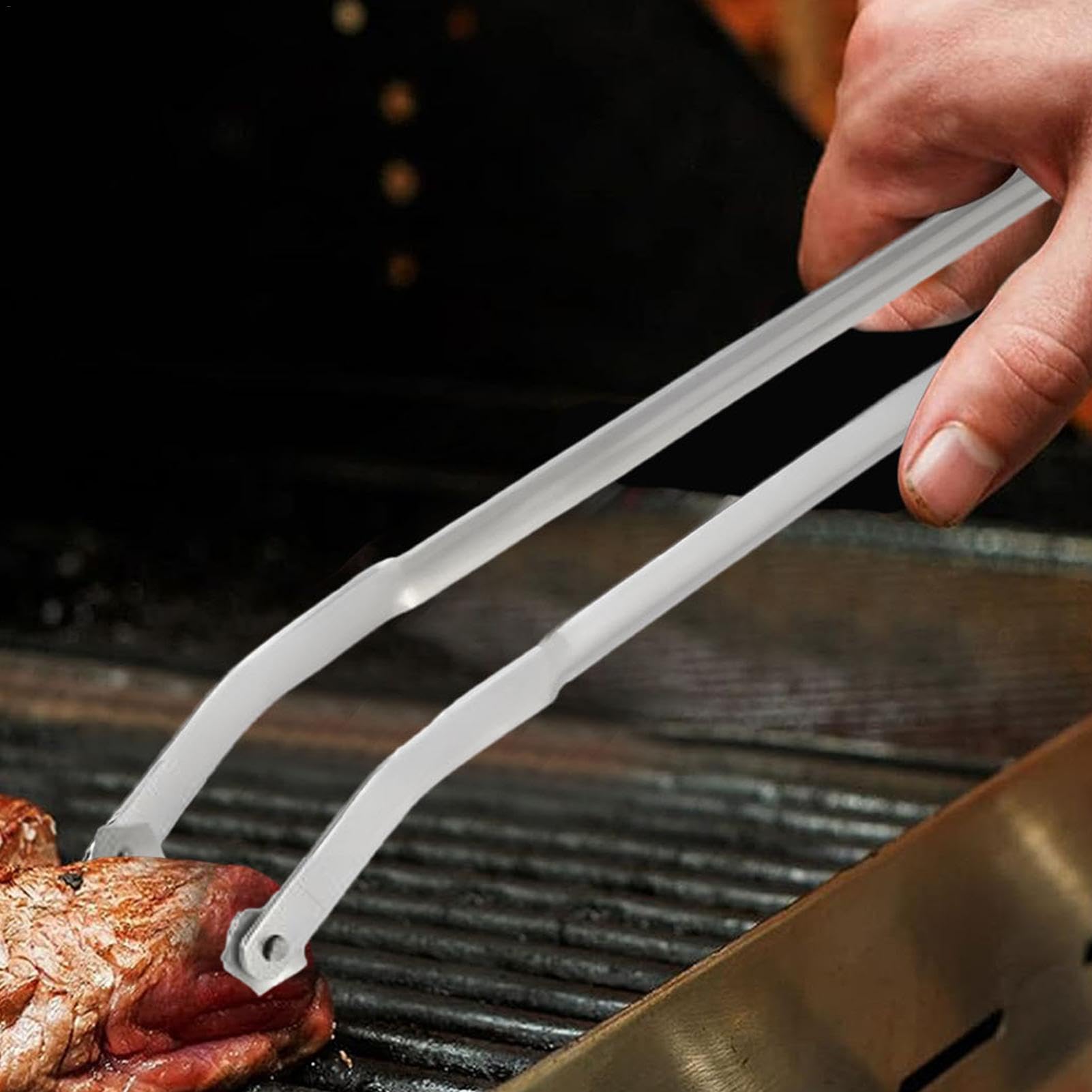Pinze Per Barbecue In Acciaio Inox - Lunghe 36 Cm, Con Rotella Girevole (Set Da 2)