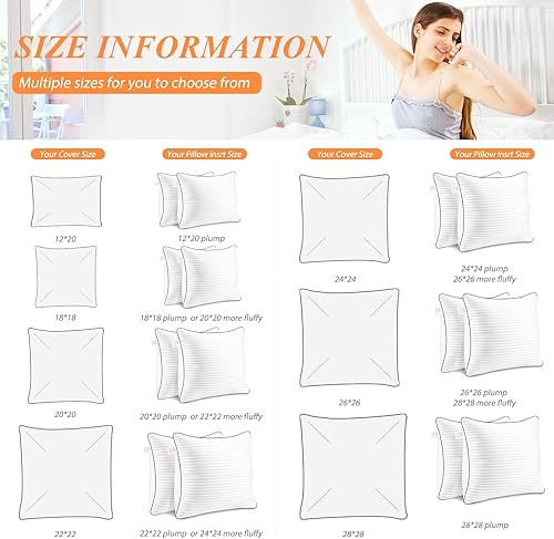 Miniatura 6 de Yettbea Juego de 2 almohadas decorativas de 18 x 18 pulgadas, para sofá y cama, relleno de almohada cuadrada de interior para sala de estar con