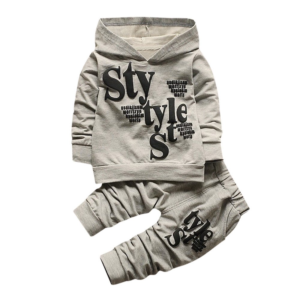 Toddler Baby Boy Fall Winter Clothes Set Letter Pattern Long Sleeve Hoodie Joggers Pants Toddler Cool Style Outfits