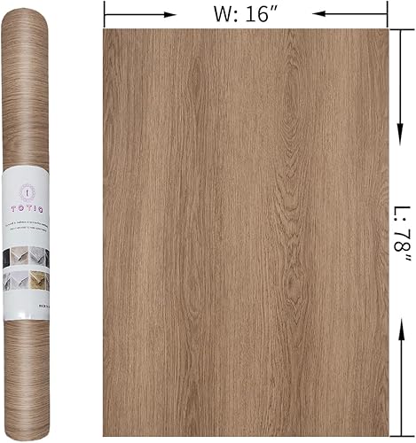 Miniatura 7 de TOTIO Papel tapiz de madera de nogal para despegar y pegar, papel de contacto de grano de madera marrón claro, diseño sin burbujas, mate, grueso, 16