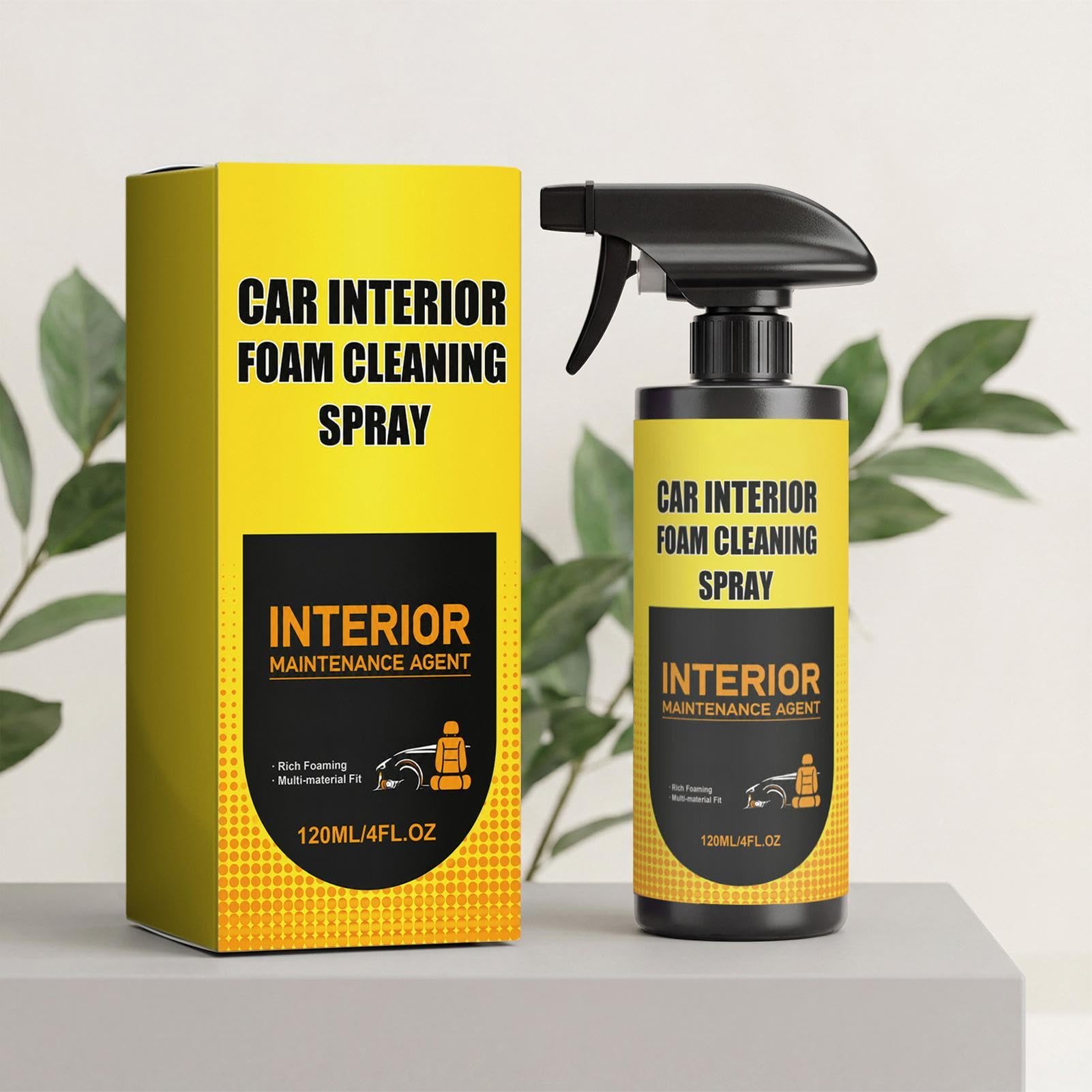 Generico Pulitore Cruscotto 120ml Spray Eliminatore di Sporco Delicato | Spray Detergente Schiumogeno per la pulizia di Sedili Pelle Tessuto Tappeto Cruscotto Rivestimento e Interni