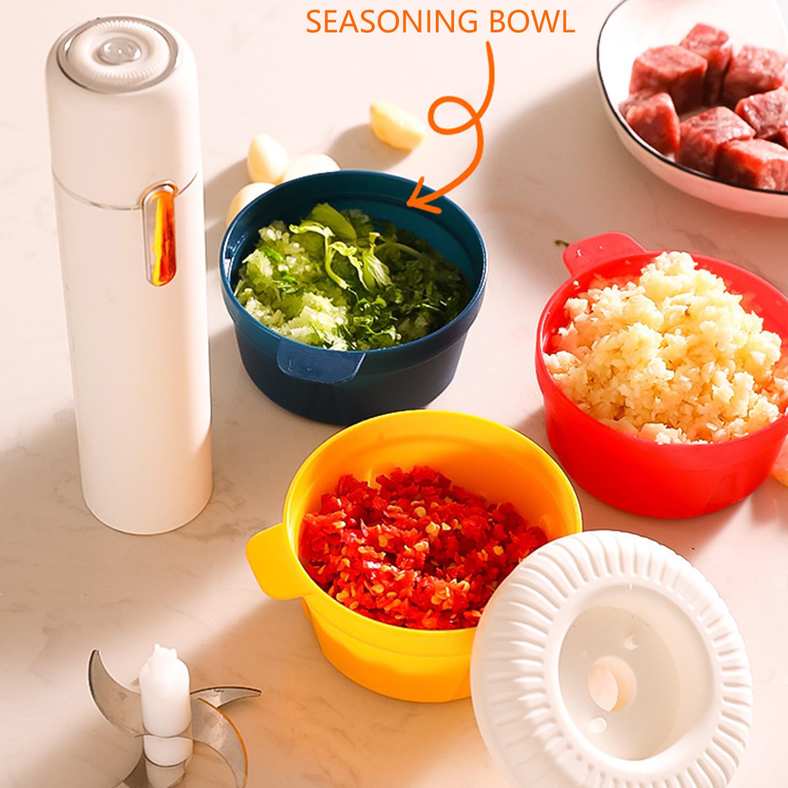 Dispositivo de cocina multifunción picadores eléctricos para carne, nueces vegetales, motor de bajo ruido, perfecto para apartamentos, espacio de nueces, verduras, bajo, multifuncional, silencioso