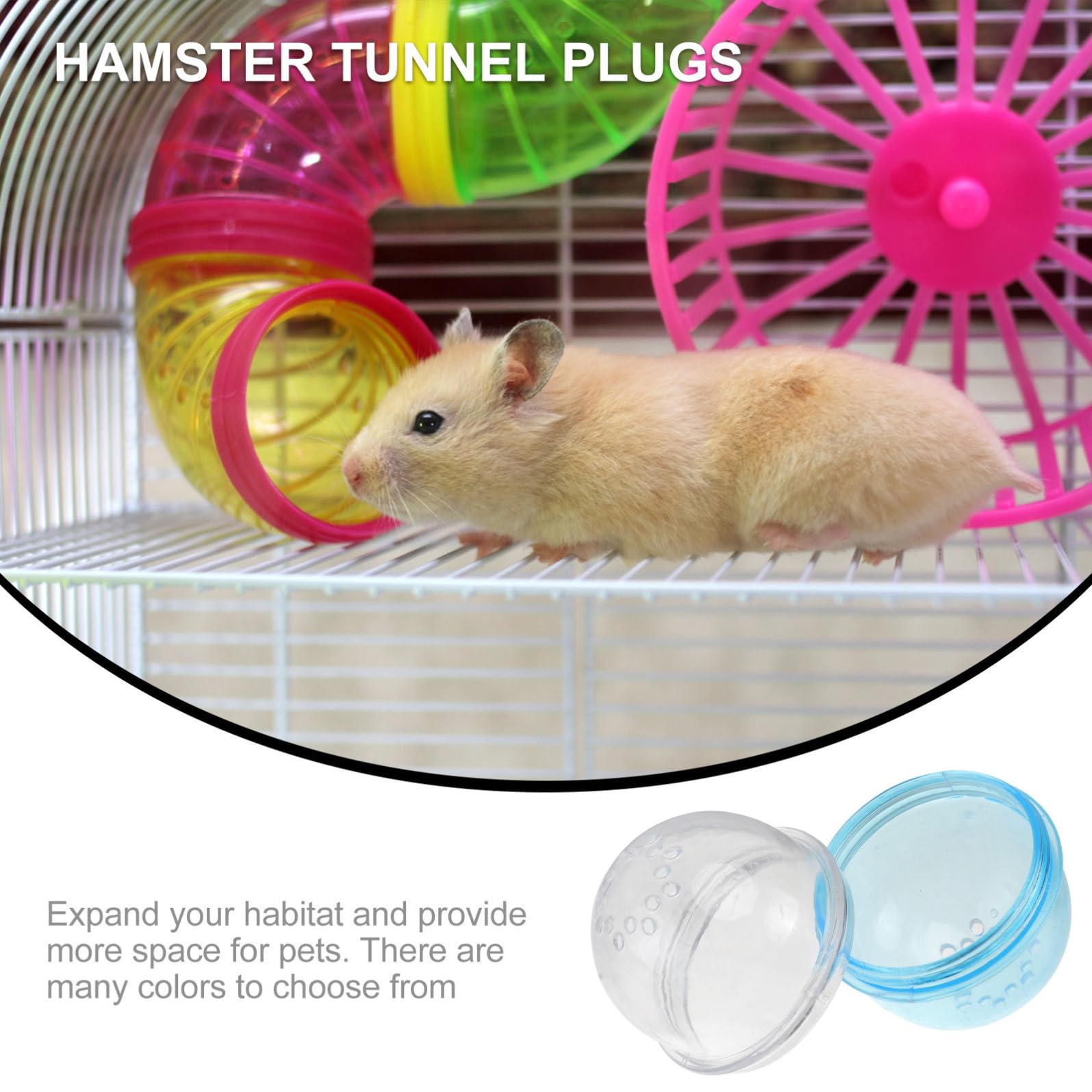 Hamstertunnel Stopfen für Käfig Außen, 4 Stück, Kunststoff