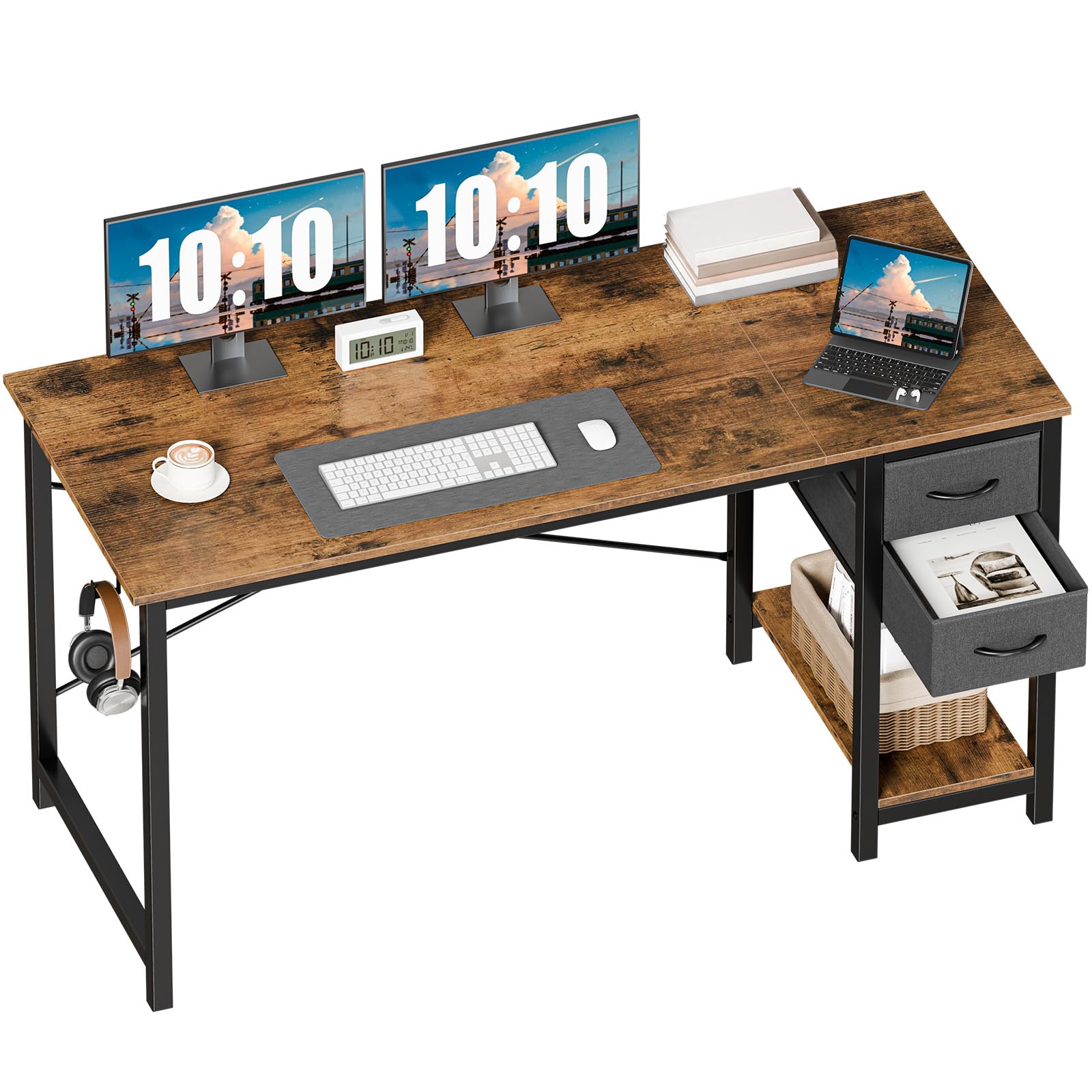 Amazon.com: Sweetcrispy 47-Inch Computer Desk with Drawers, Office