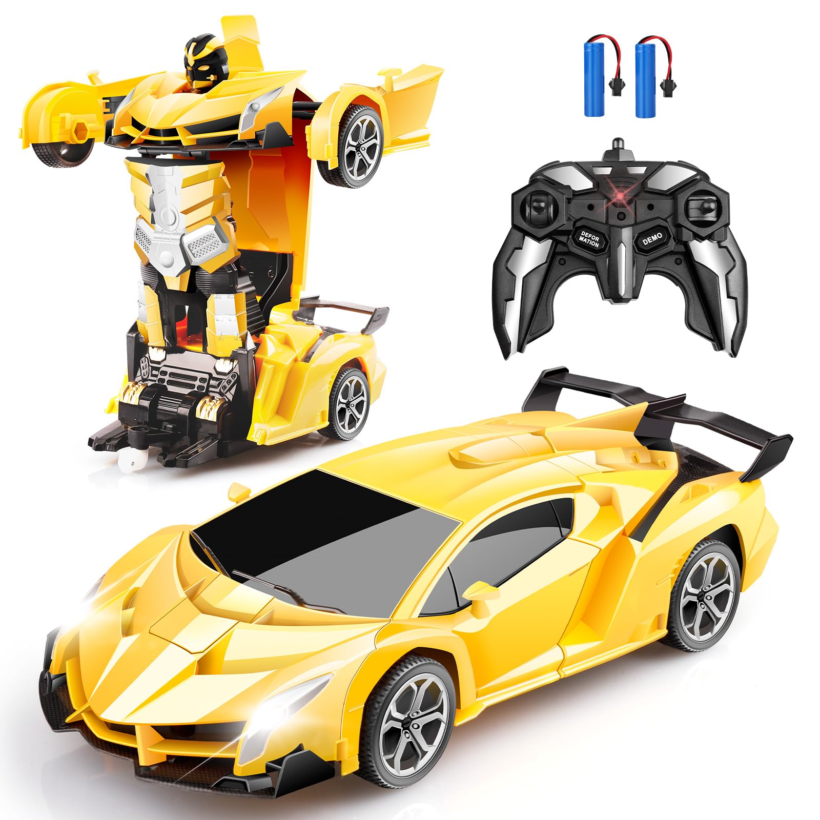 Blackma Remote Control Car Transform Robot RC Cars 2.4Ghz Transform Police Car Toy with LED Lights and One-Button Deformation RC Car Christmas Birthday Gifts for Age 3 4 5 6 7 8 9 Year Old Boys