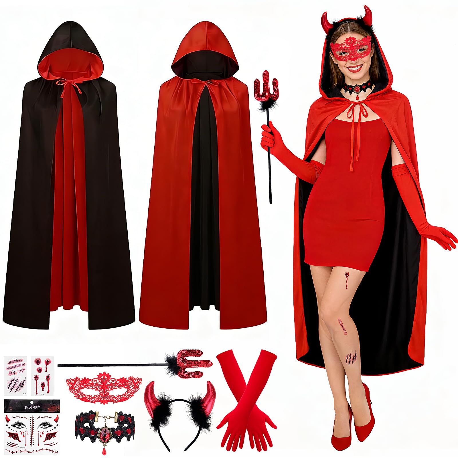 SelfTek Conjunto De Disfraz De Halloween De Carnaval Para Mujer