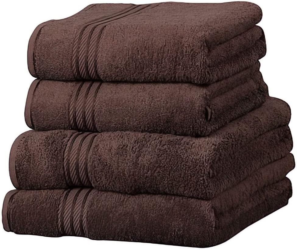 Linens Limited Luxury Supreme 100% Egyptian Cotton | Quick Dry & Highly Absorbent | Durable & Super Soft | 4 Piece Guest Towel Set, Chocolate