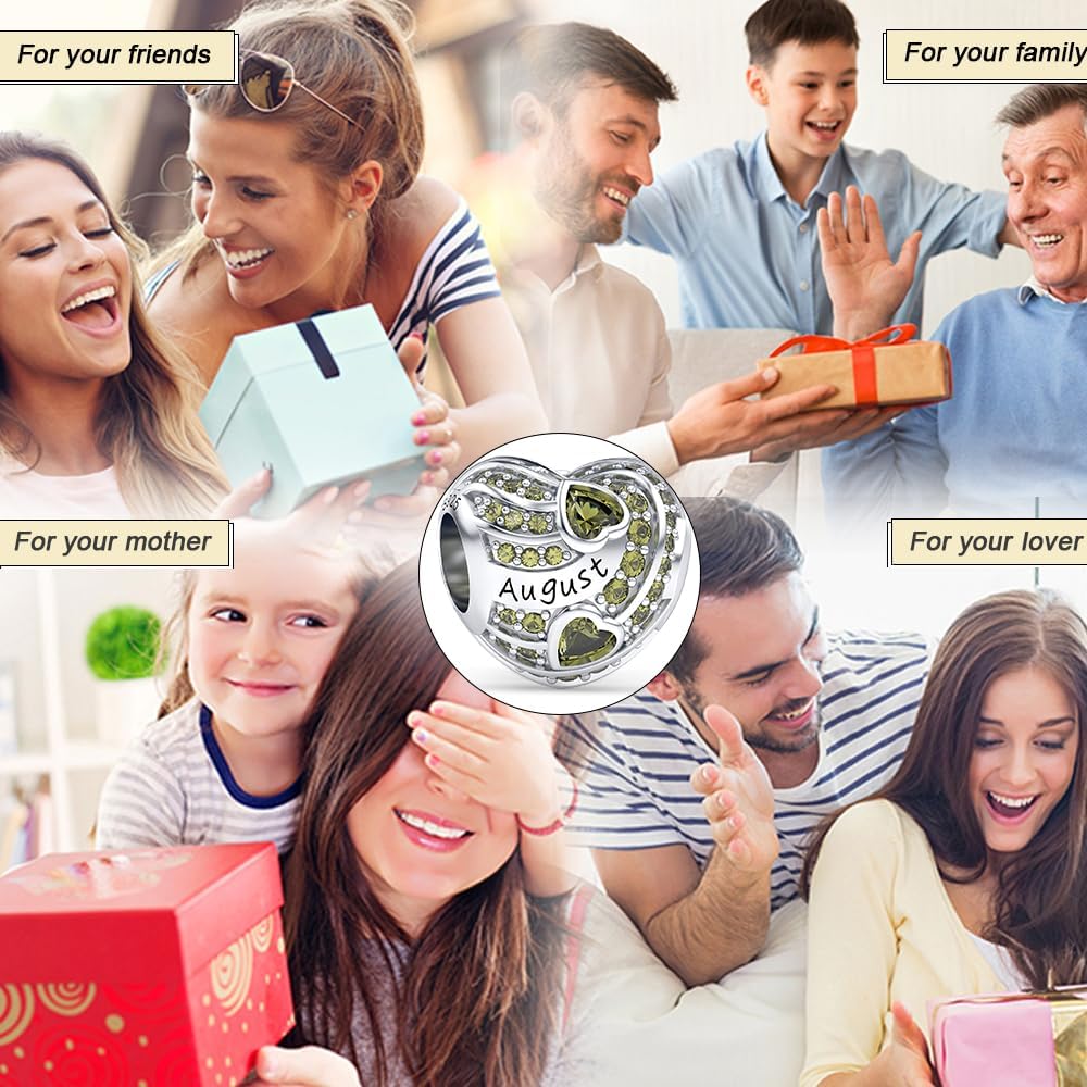 Birthstone Charms Love Heart Charm for Women Bracelets and Necklaces 925 Sterling Silver with 5A Cubic Zirconia,Birthday Jewelry Gifts Women - Image 5