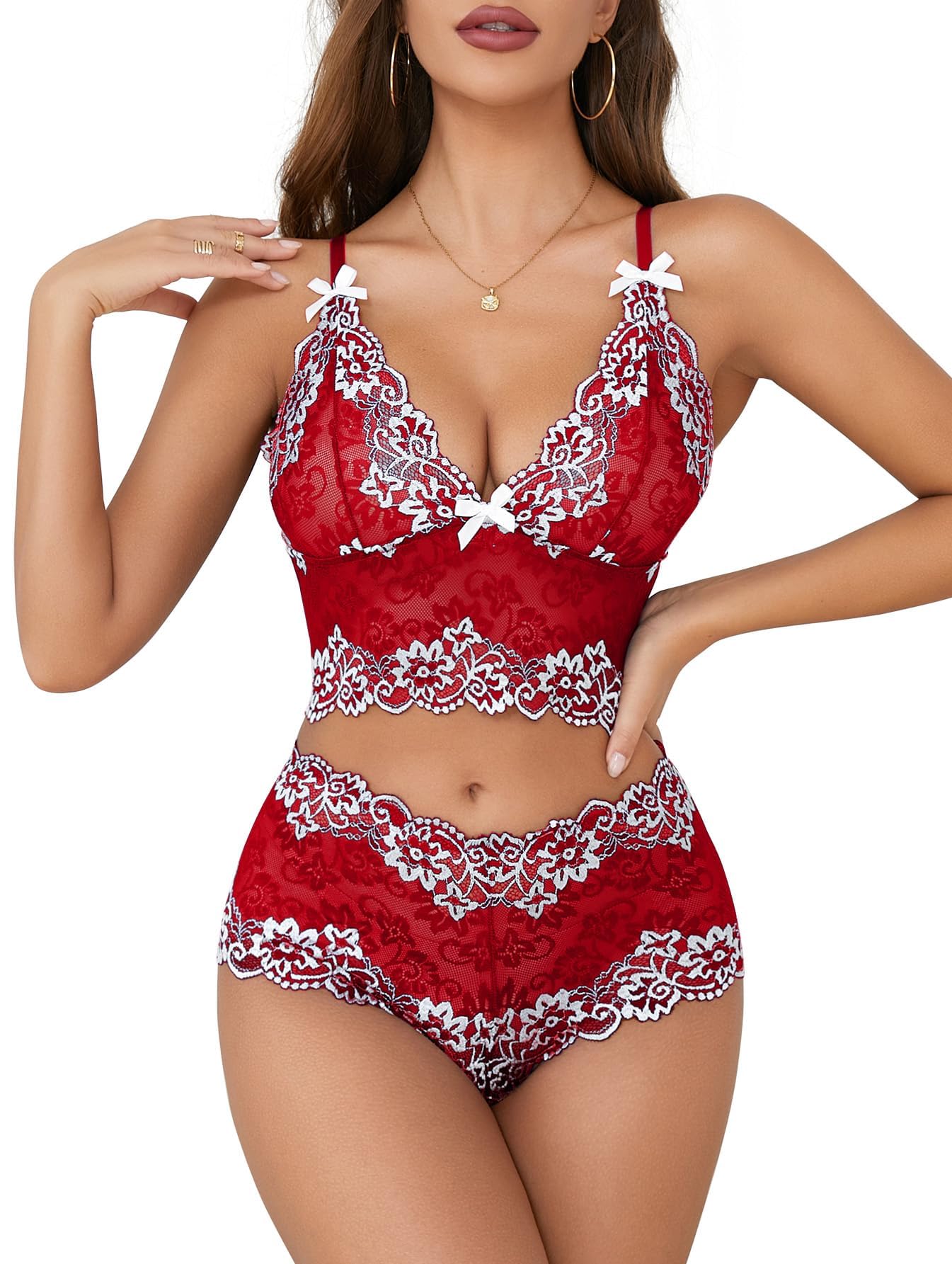 Lilosy Sexy Lingerie Set 2 Piece Women Pajamas Bra and Panty 3XS-5XL