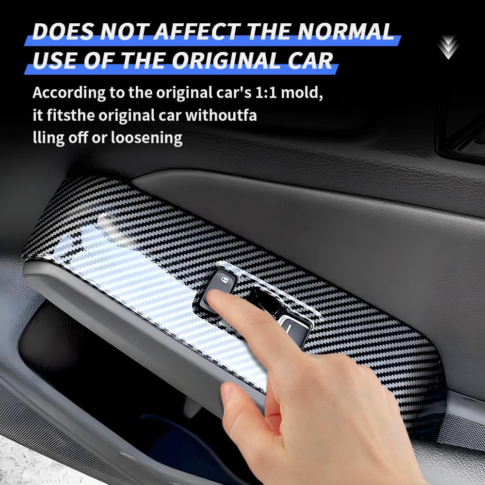 Car Door Power Window Lift Switch Protection Panel for Honda Civic 2022 2023 2024 2025 2026 Auto Interior Decorations Accessories Armrest Side Pull Handle Trim Cover Carbon Fiber Style Kit