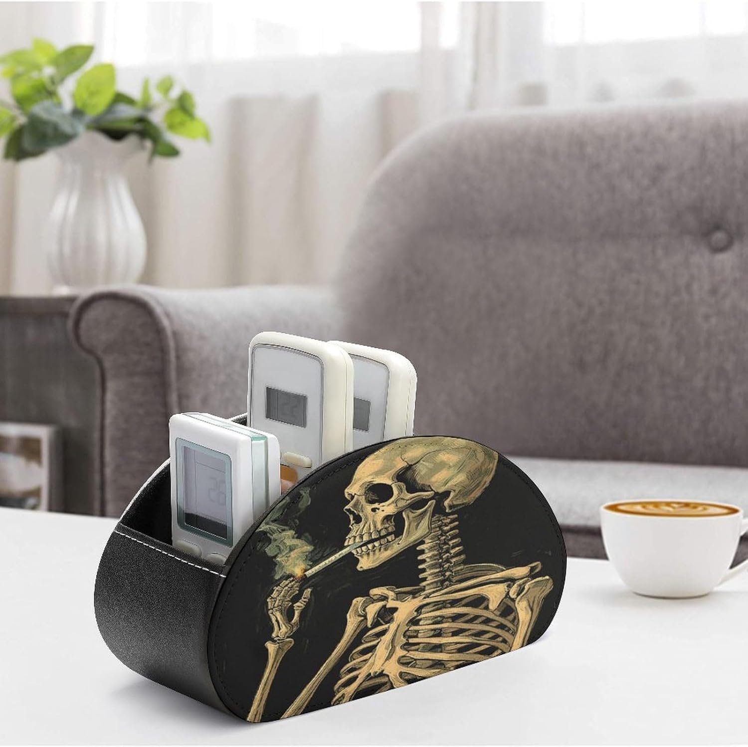 Strange Painting PU Leather Remote Control Holder with 5 Compartments image 4