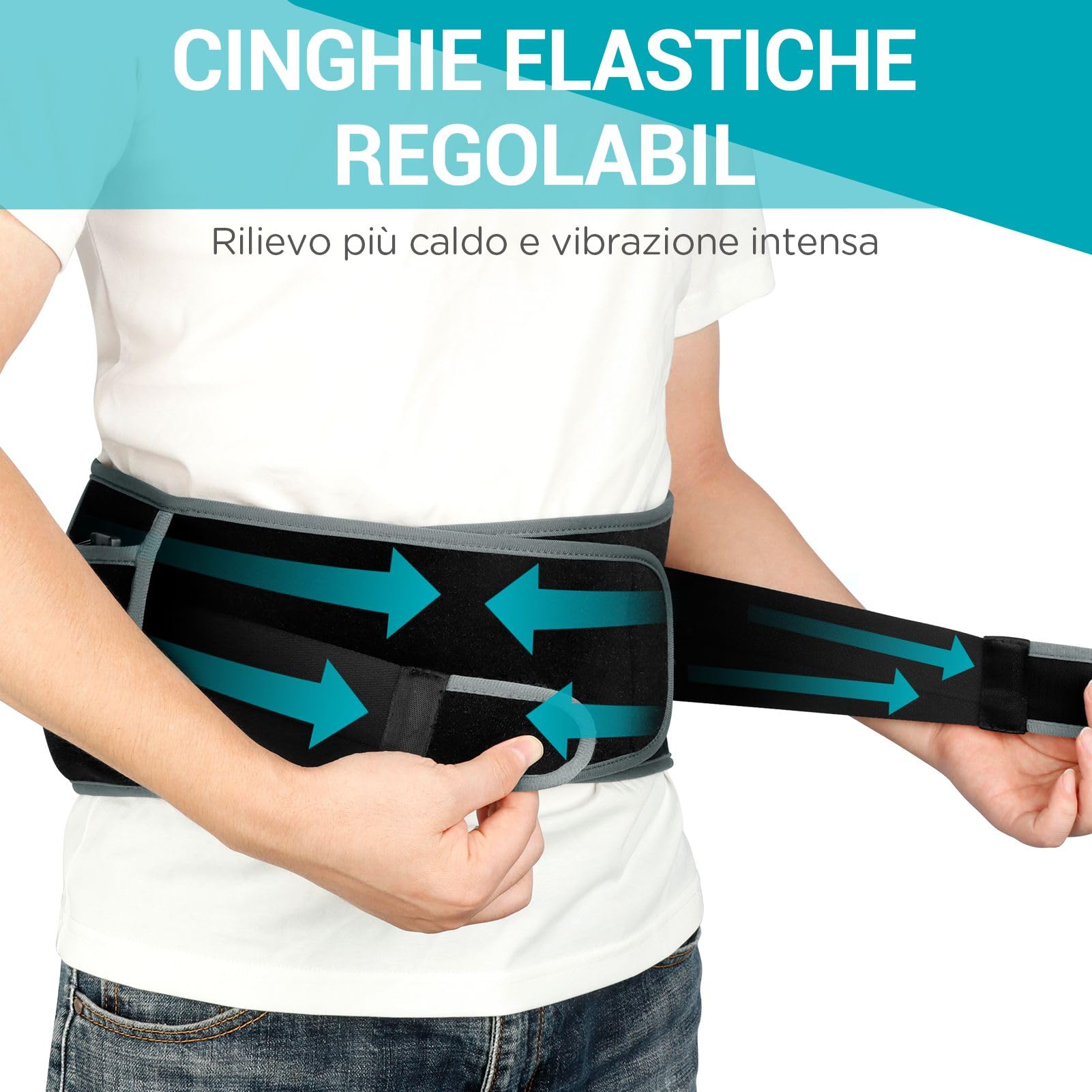 Comfytemp Fascia Lombare Riscaldamento, 3 Livelli di Temperatura, 3 Massaggio a Vibrazione Fascia Riscaldante Lombare, con Spegnimento Automatico, per Schiena Spalle Addome