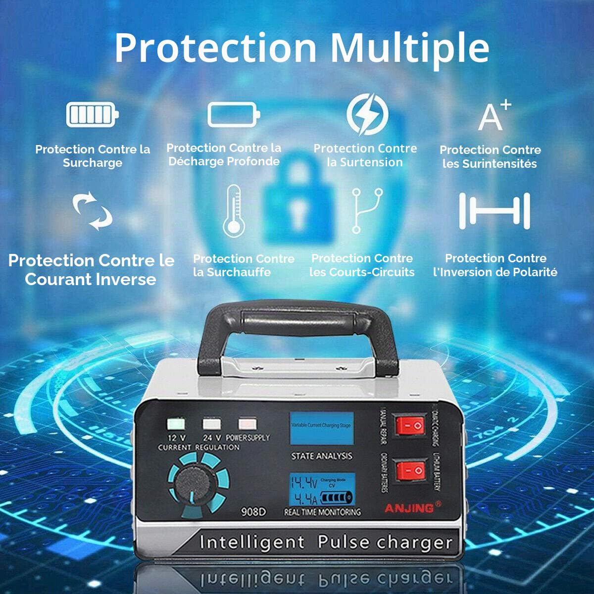 400 W 30a 12 V / 24 V Voiture Automatique Chargeur de Batterie Intelligent Impulsion Bateau de RéParation Trickle Prise EuropéEnne