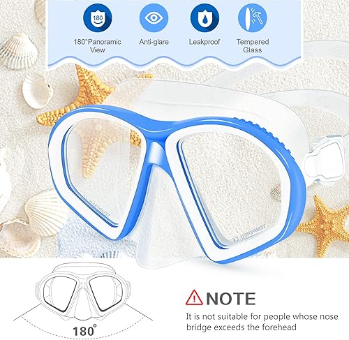 Miniatura 3 de Supertrip Kids Swim Goggles, Swim Mask with Nose Cover, Tempered Glass Snorkel Diving Mask for Youth Boys Girls Age 6-14