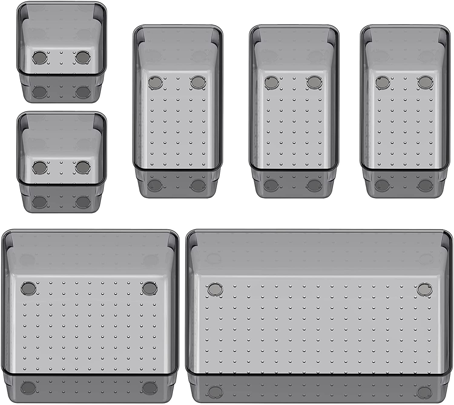 INKULTURE Drawer Organizer Storage Bins With Various Size for Kitchen, Office, Bathroom, Vanity Makeup Organiser | Set of 07 Pcs | Black (B0BC6MD2JB) Amazon Price History, Amazon Price Tracker