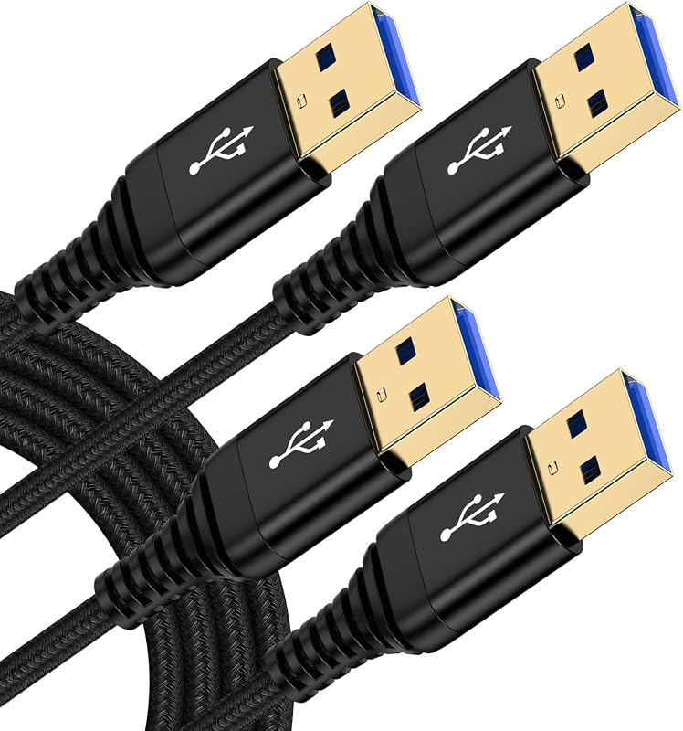 USB to USB Cord 10FT,USB 2.0 Cable A to A Male to Male Cable USB-A to USB-A | Cord Double End Type A Data Transfer Cord for Computer, PC, Laptop Cooler,TV,Hub,Hard Drive Enclosures,DVD Player, 2Pack